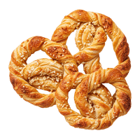 Pretzel with cream filling and almond topping