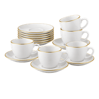 Cappuccino Set mit Goldrand 12 teilig