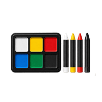 Theatre makeup palette, six colors, four makeup sticks