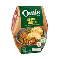 Omis Specklinsen mit Serviettenknödel