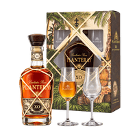 Planteray XO 20th Anniversary with two glasses