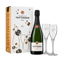 Taittinger Brut Réserve Champagne with two glasses