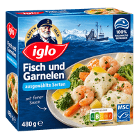 Iglo Fish and prawns, selected varieties
