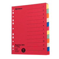 DONAU A4+ index dividers, 12-piece
