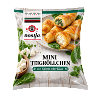 Nostja mini pastry rolls with quark cheese or spinach & cheese