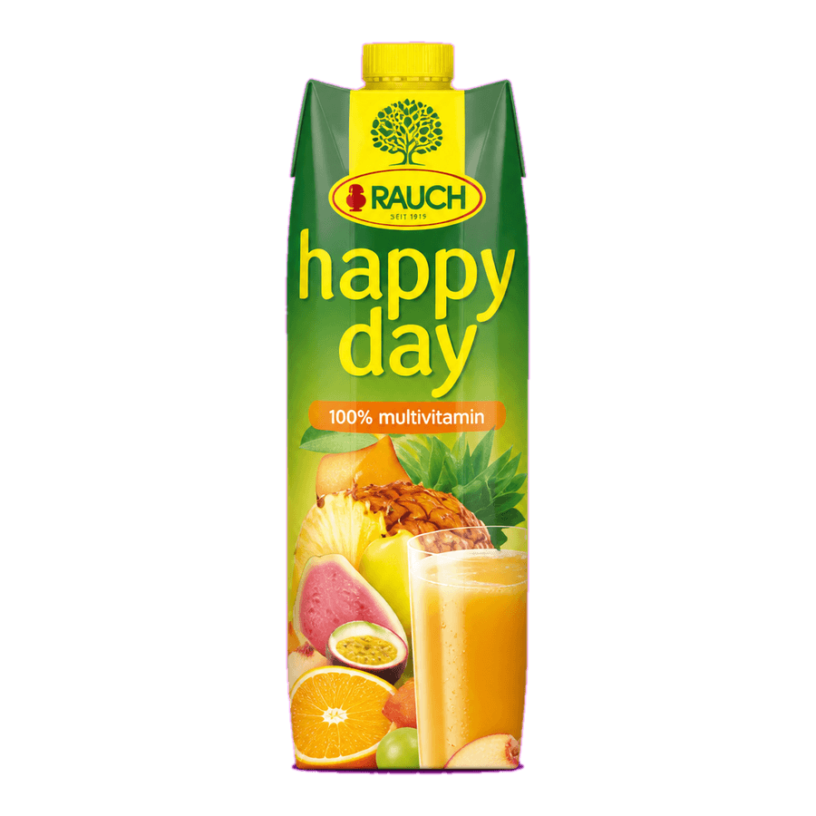 Happy Day orange, orange-mix, apple or multivitamin juice, various varieties