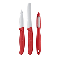 Victorinox 3-teiliges Gemüsemesser-Set mit Schäler SWISS CLASSIC rot
