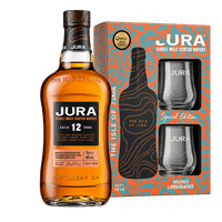 Jura Single Malt Whisky 12 YO with two glasses