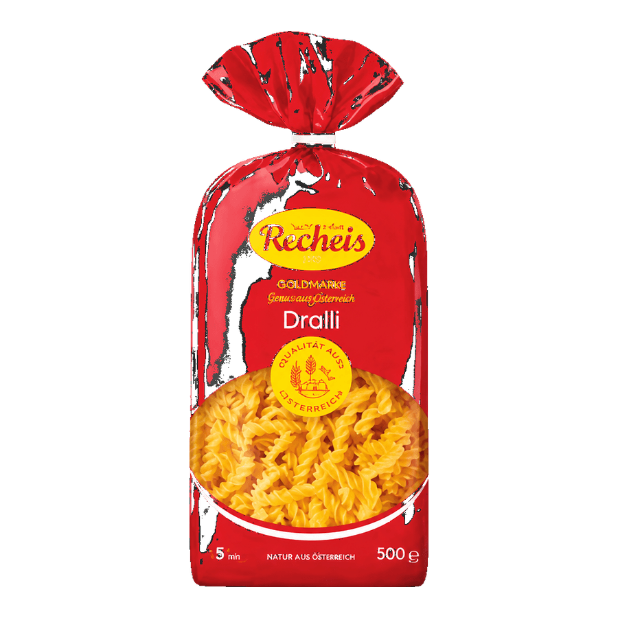 Recheis Goldmarke or wholegrain without egg 500g or Naturgenuss spelt pasta
